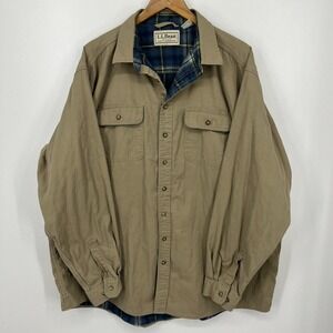 L.L.‎ Bean Flannel Lined Overcoat Men's Size 2XLT Tall Beige Vtg 90s Long Length